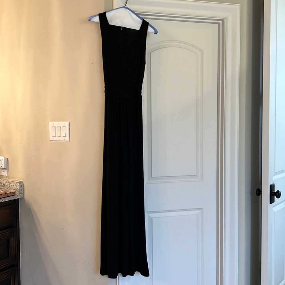 Maxi black rayon and spandex casual dress